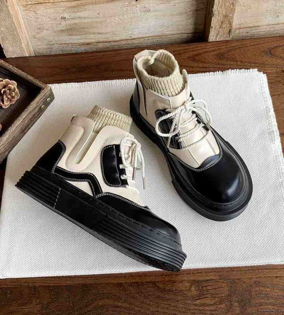 Fall Short Martin Boots Women Color-blocked Plush Cotton Style