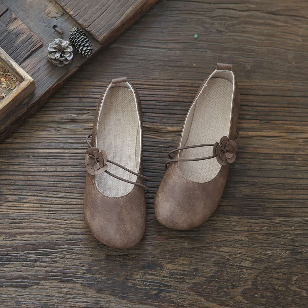 Hollow petal bag head flat shoes summer cotton and linen handmade comfortable soft-soled sandals