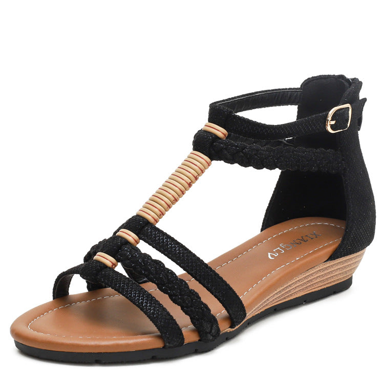 [Sold out on Short in Size Clearance] Wedge Sandals Women's Summer Mid Heel Roman Shoes Fashion Beach Shoes