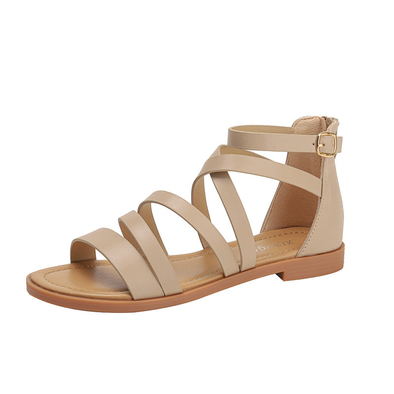 Women's Cross-Flat Roman Flat Sandals Casual Comfortable Women's Shoes