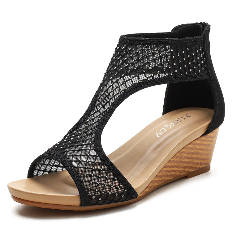 Sandals Women's Shoes Comfort and Casual Women's Mesh Surface Shoes Platform Wedge Large Size Mom Shoes Women's