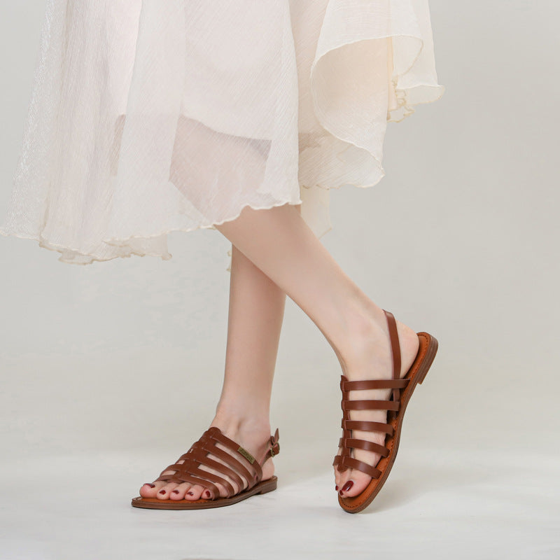 Simple Fashion Flat Beach Shoes Cross Casual Roman Bohemian Sandals