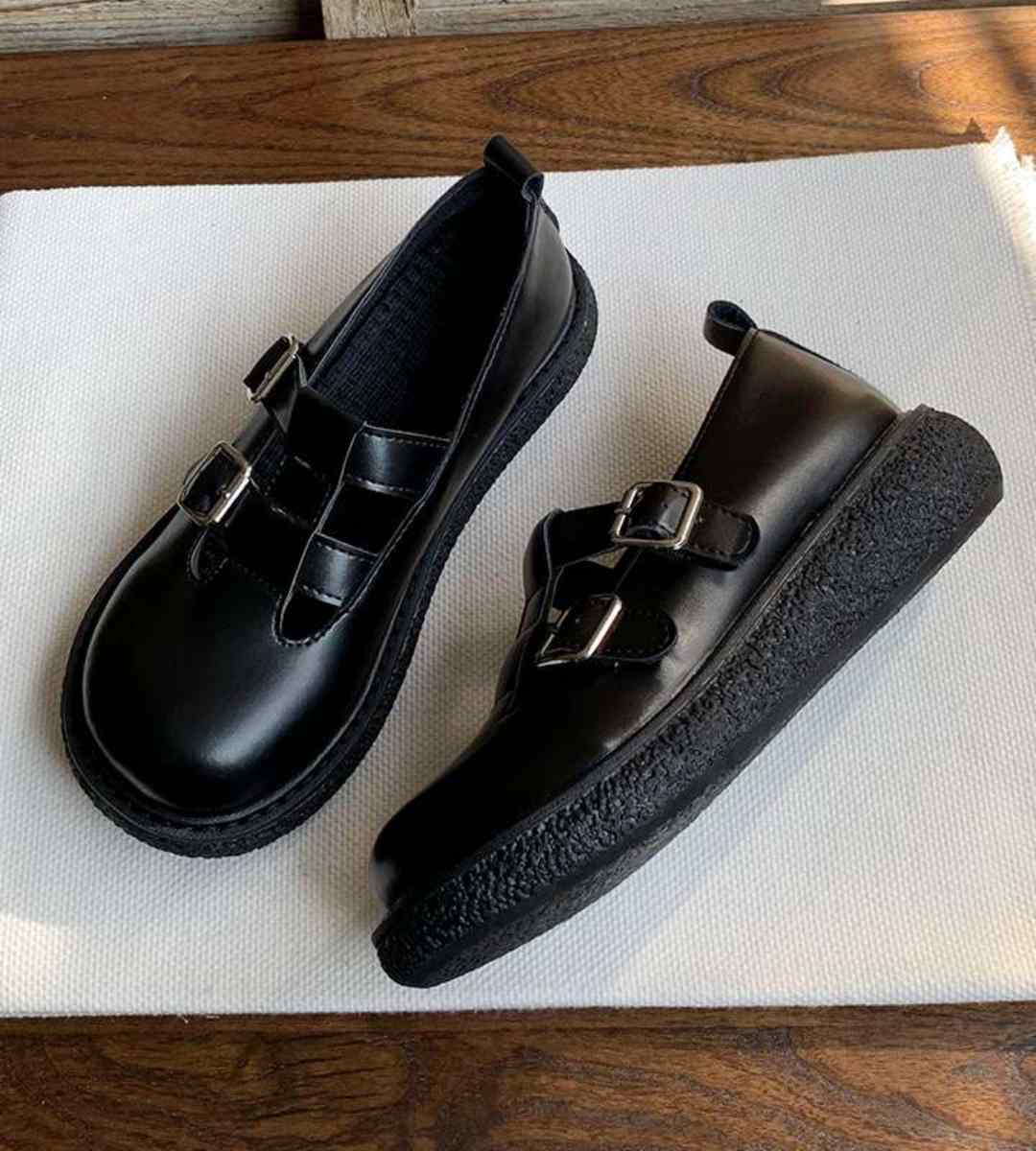 Autumn Mary Jane Leather Shoes Cute Thick Sole Lolita