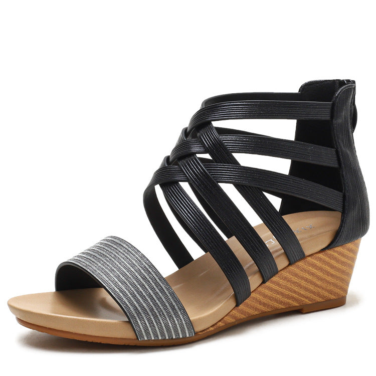 Wedge Roman Sandals Women Bohemian Ethnic Retro Open Toe Vacation Women's Travel Shoes