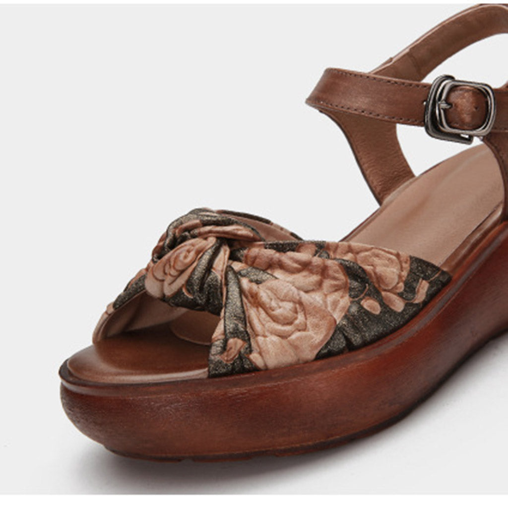 Women Retro Leather Summer Platform Sandals