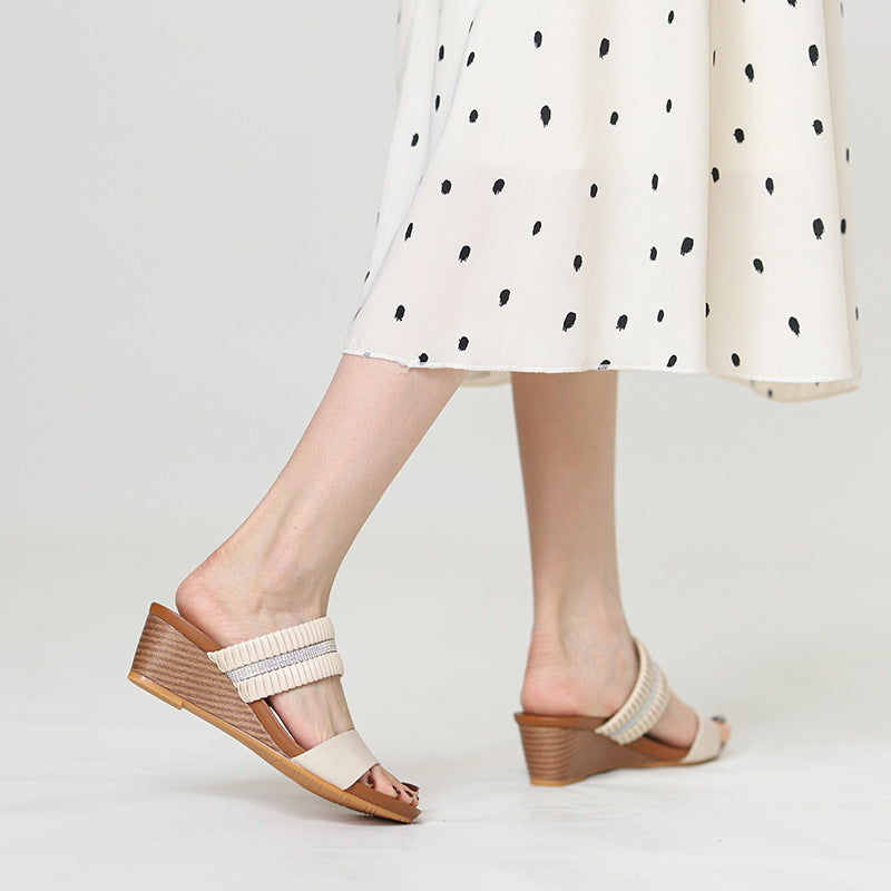 One-Strap Fashionable Women's Classy Shoes Comfortable Wedge Sandals