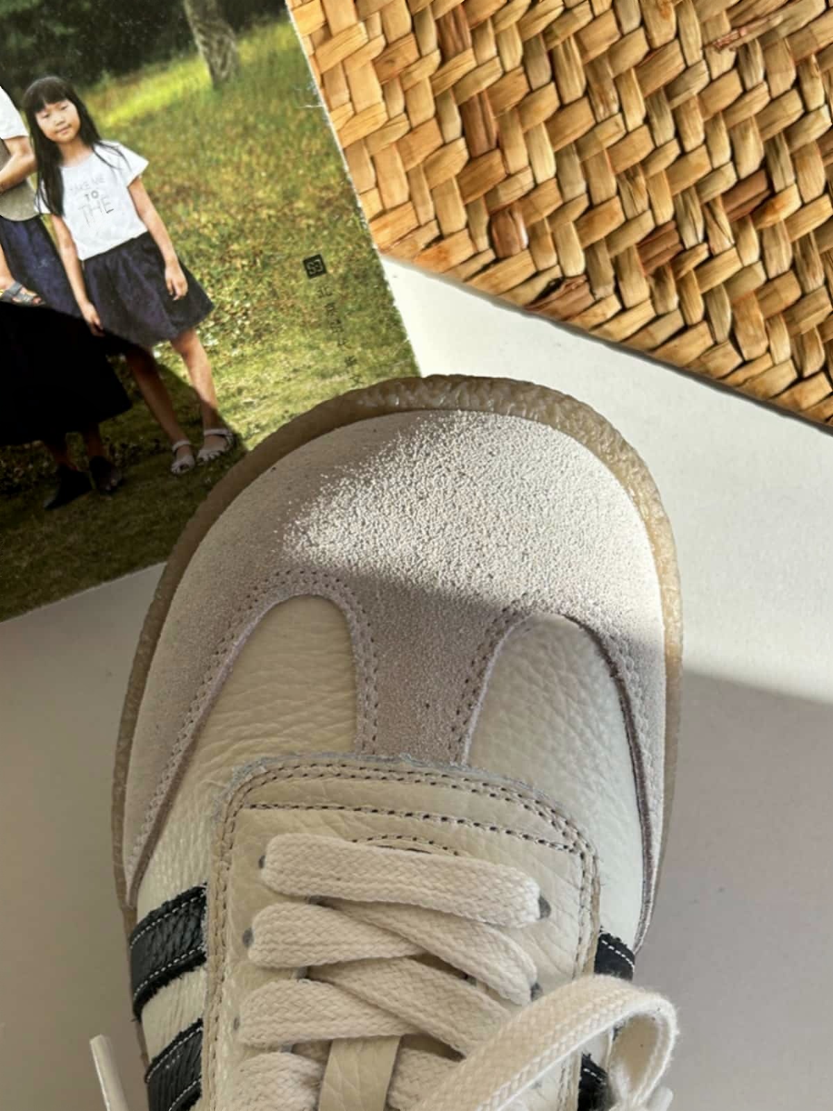 Leather round head lace-up shoes soft sole versatile German training shoes little white shoes
