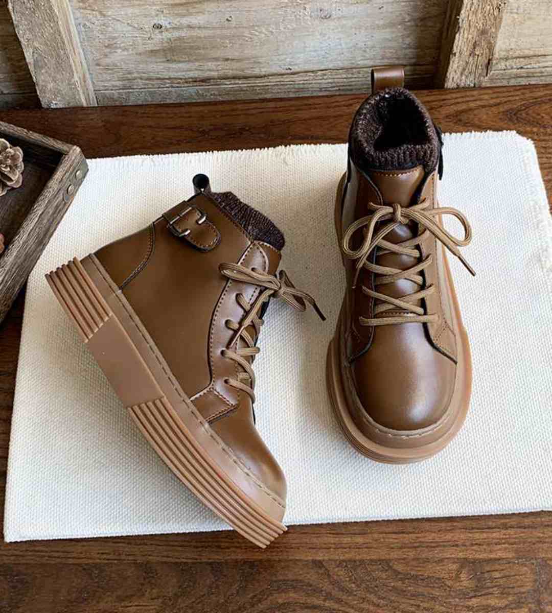 Winter-Short Boots-Fleece-Retro-English Style-Martin Boots