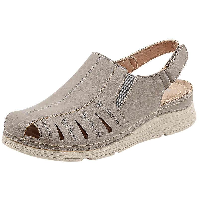 Autumn Sandals Women's Wedge Stitching Light Closed Toe Hollow Large Size Sandals