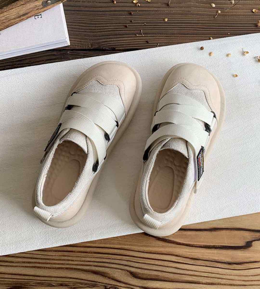 Spring Flat Leather Shoes English Style Round Toe