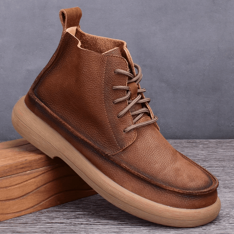 Autumn and winter leather Martin boots men's first layer cowhide breathable soft sole casual leather shoes fashion boots men