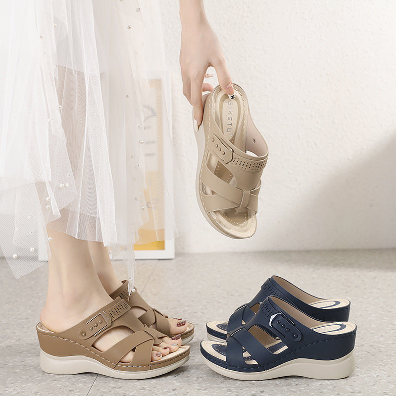 JS6331-2 Spring/Summer Comfort and Casual Wedge Beach Outdoor Slippers Women's Shoes
