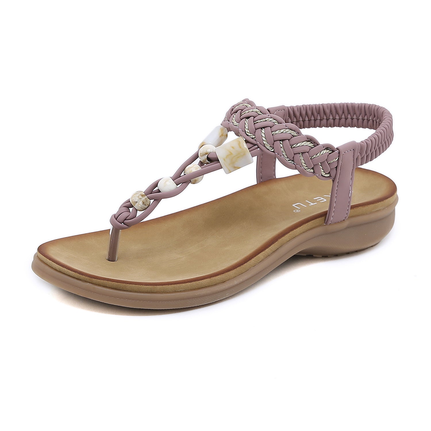 Sandals Bohemian Rhinestone Comfortable round Toe Seaside Holiday Large Size Shoes | Flat Sandals