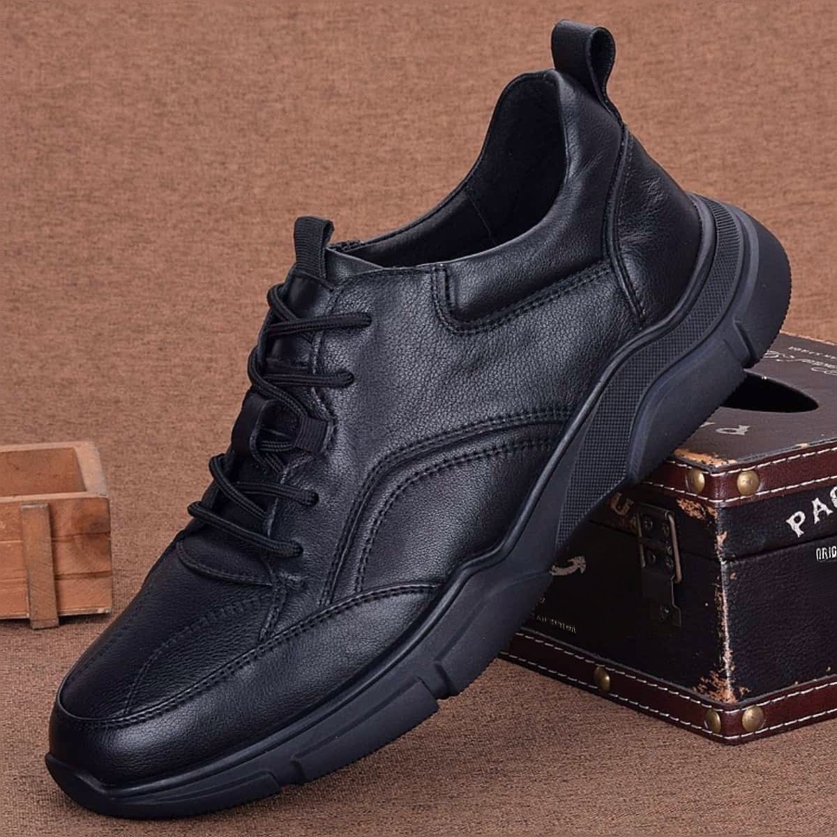 Men's sports shoes leather youth trend spring and autumn new casual leather shoes men's shoes
