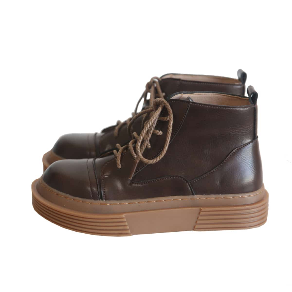 Round head lace-up platform big head shoes autumn and winter new versatile short boots Martin boots