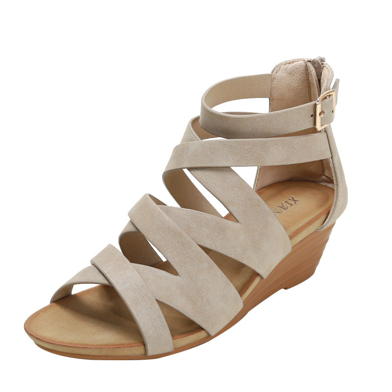 Roman Shoes Sandals Summer Wedge Heel Platform Platform Platform Women's Sandals Casual Simple Sandals