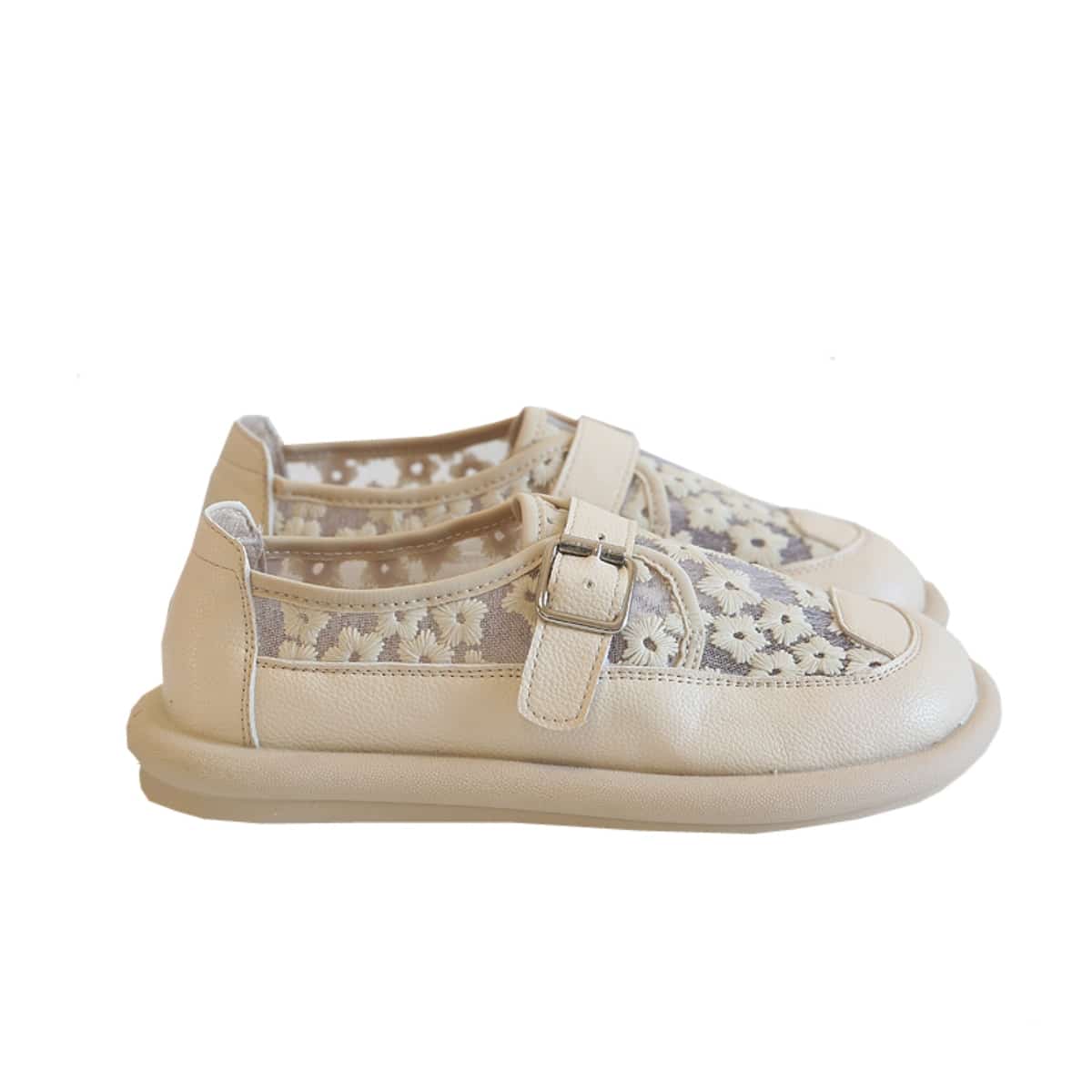 Daisy round head flat shoes cotton and linen handmade comfortable one foot net shoes single shoes summer