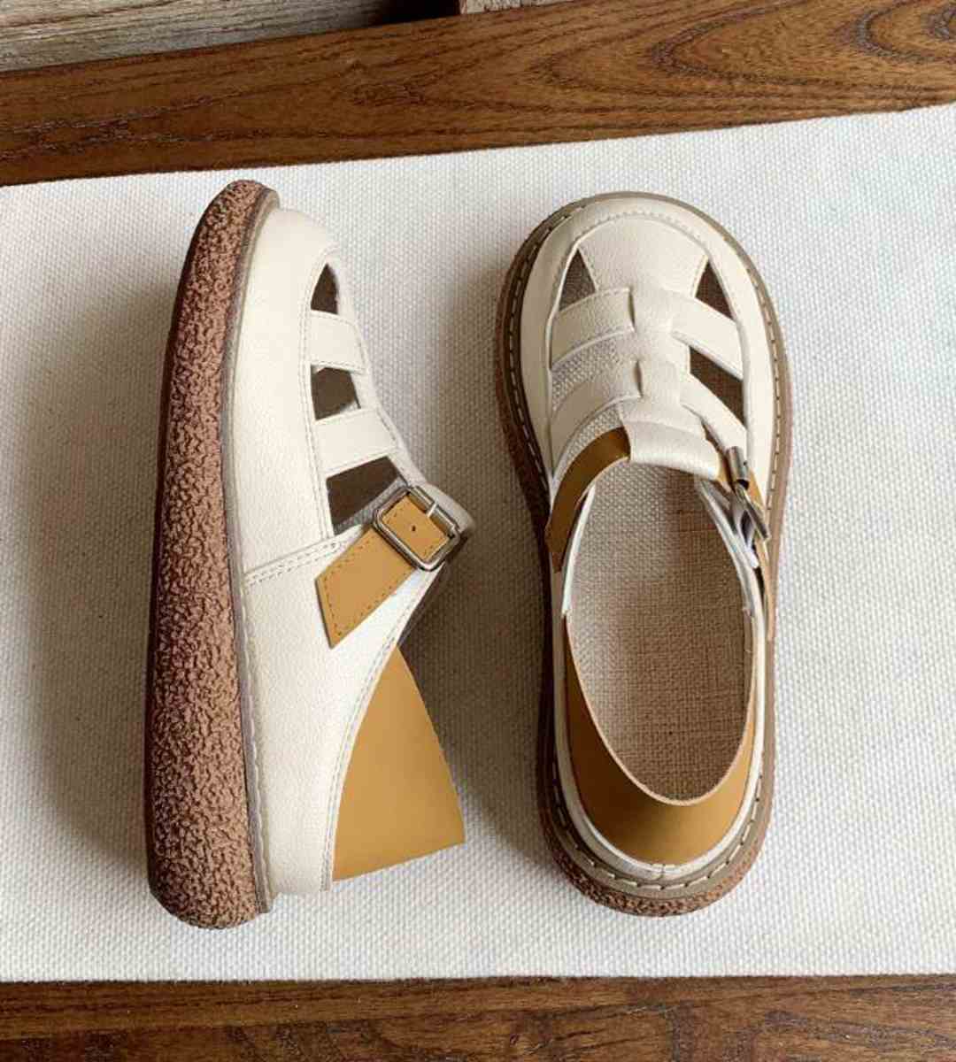 Summer-Flat shoes-Cotton and linen-Academic-Hollow sandals