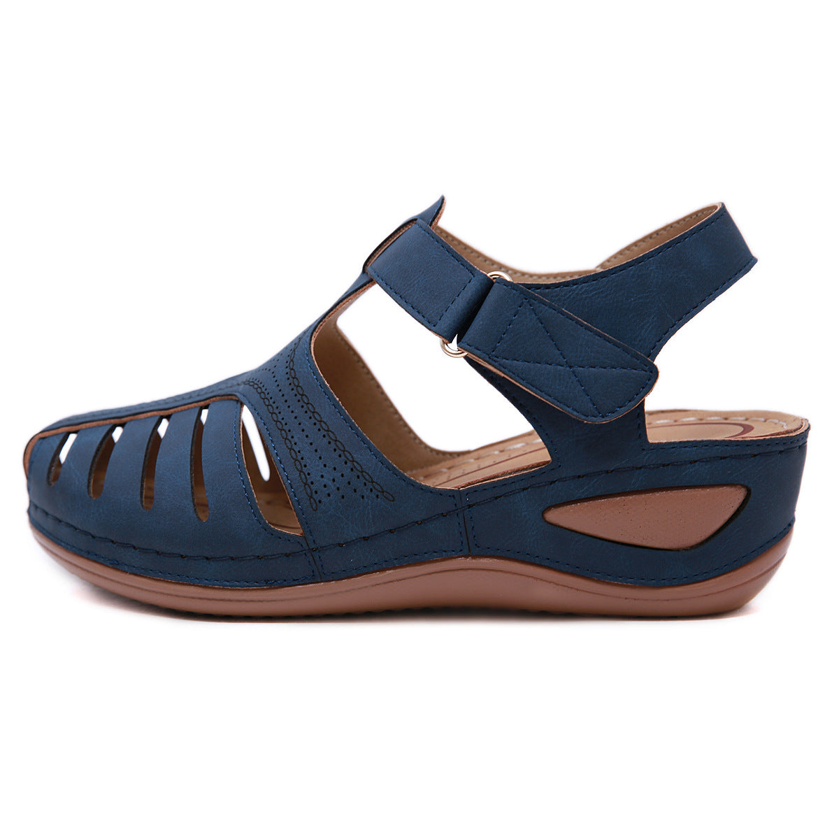 Retro Sandals Women's Stitching Adhesive Wedge Closed Toe Sandals