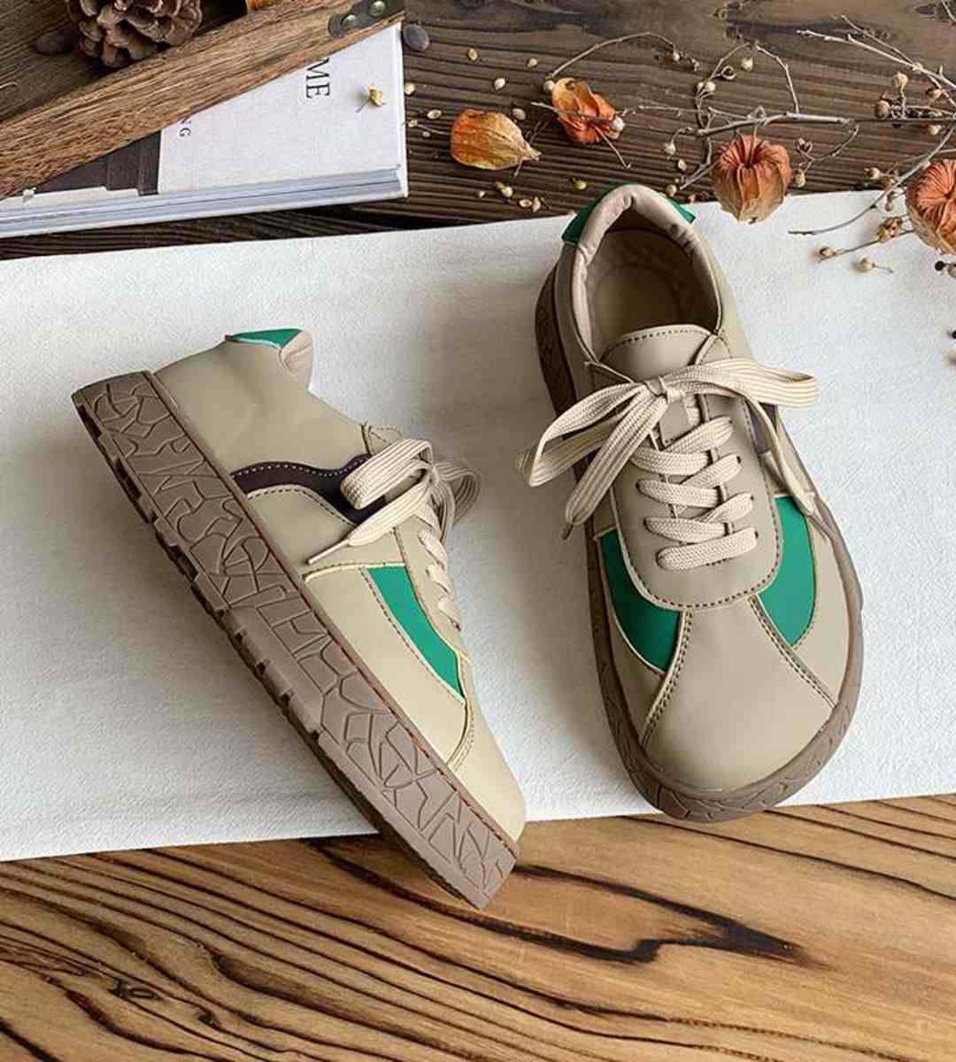 Spring Chunky Sneakers Leather Fashion Multi-color 2024