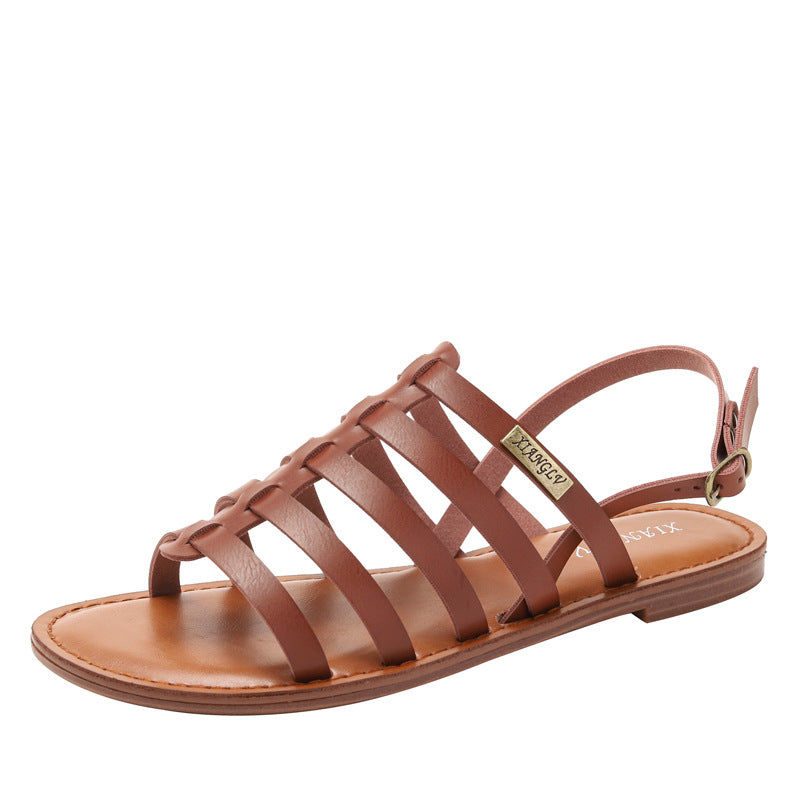 Simple Fashion Flat Beach Shoes Cross Casual Roman Bohemian Sandals