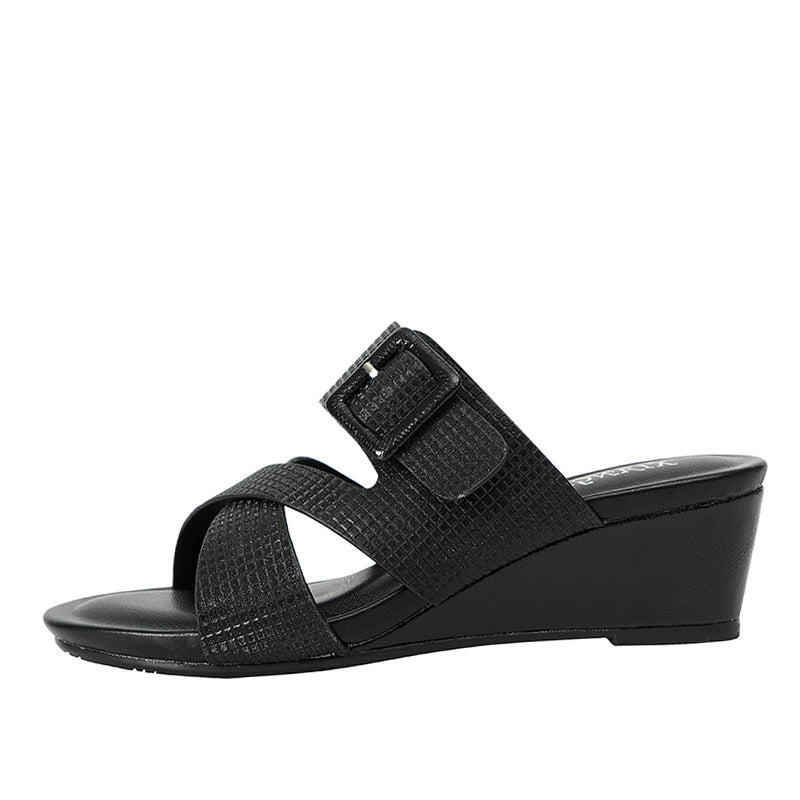 Wedge Slippers Summer Flash Surface Outdoor Slippers Thick Bottom Bohemian