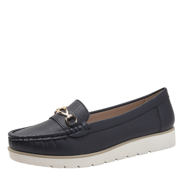 Slip-on Leather Shoe Women's Flat Pumps Career Casual Loafers