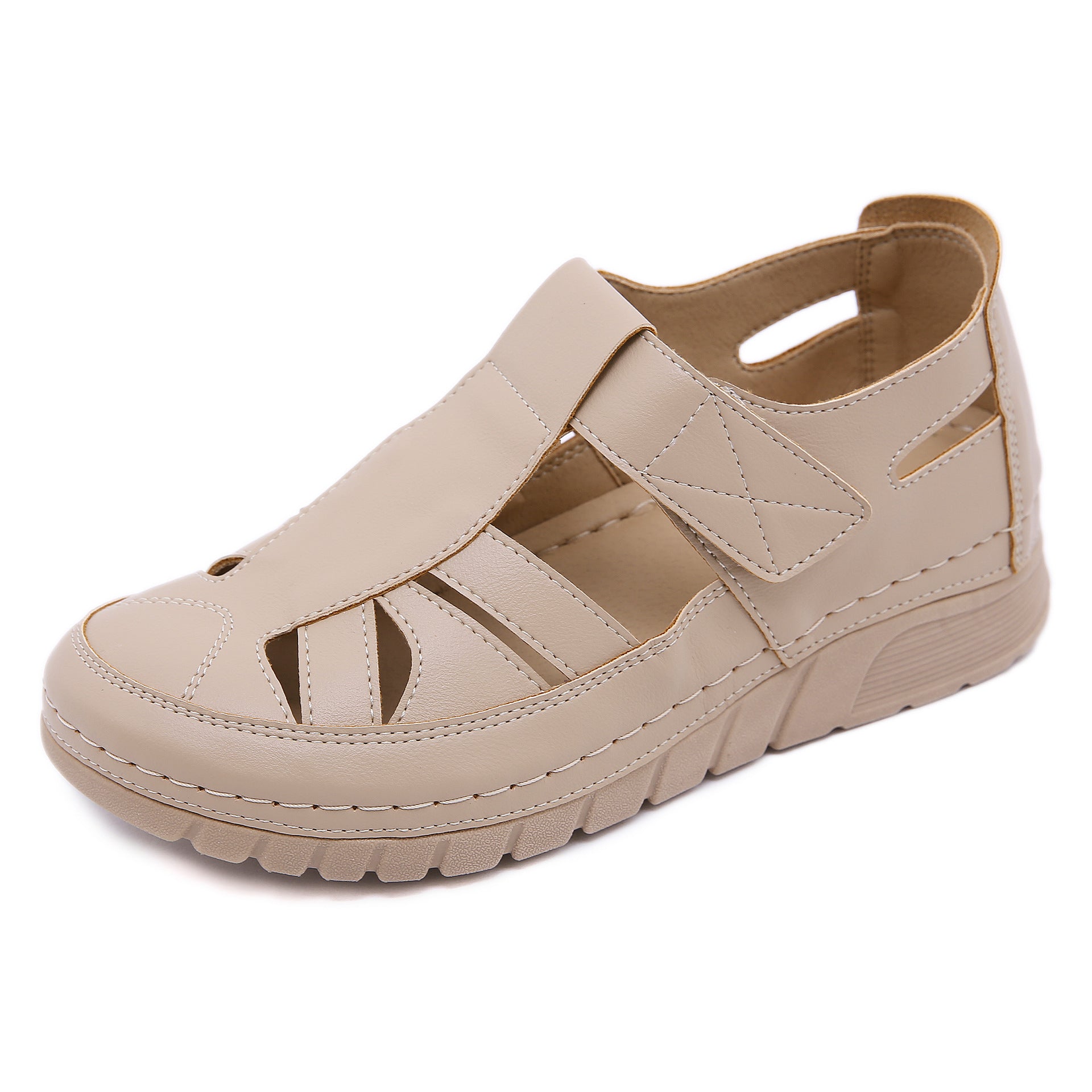 Autumn Single-Layer Shoes Wedge Stitching Light Hollow-out Mom Shoes Large Size