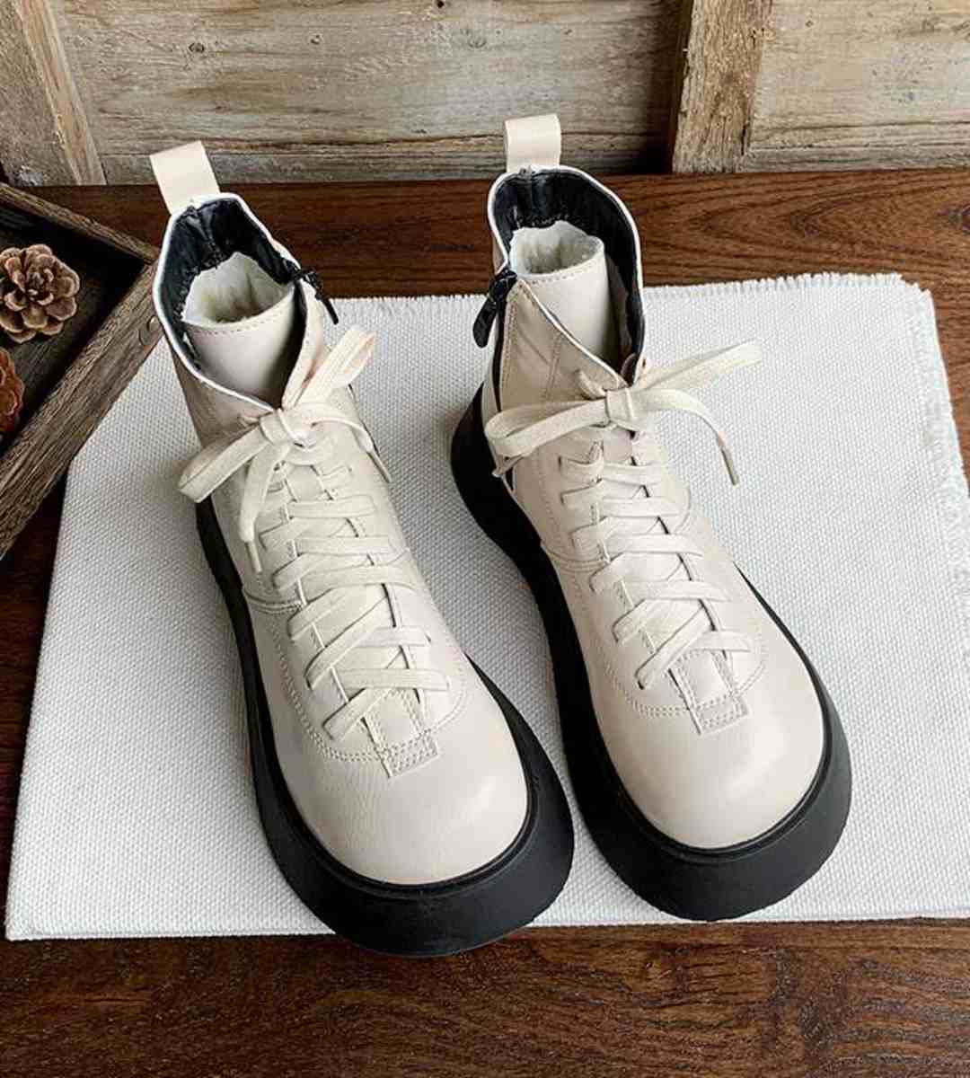 Winter-Short Boots-Fleece-Leather-Brogue Boots