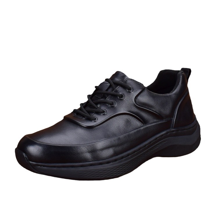 Sneakers Men's leather casual leather shoes Solid thick-soled wear-resistant first-layer cowhide lightweight running shoes
