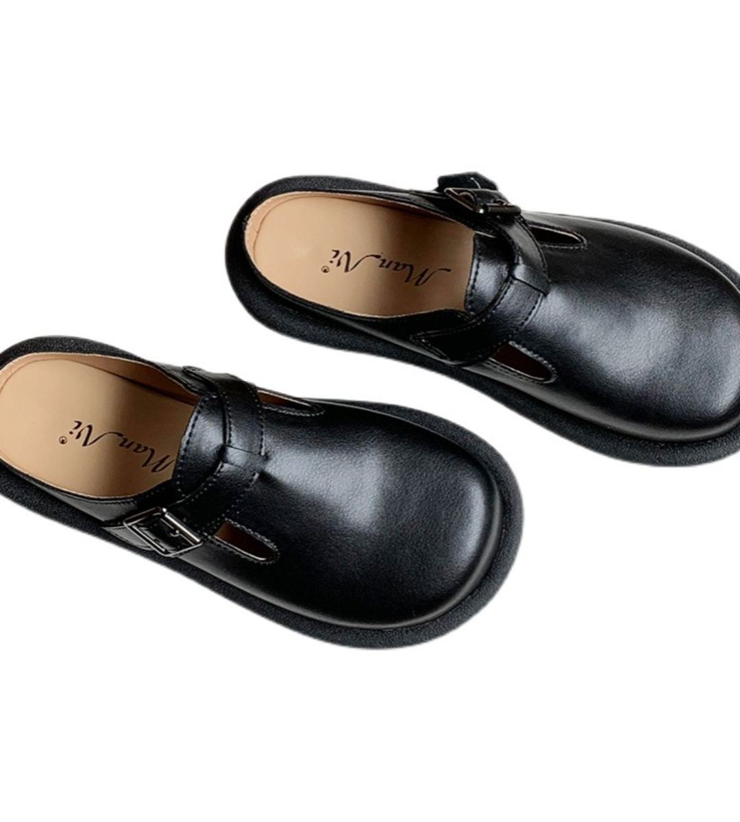 Summer loafer slides genuine leather cute big head shoes women's