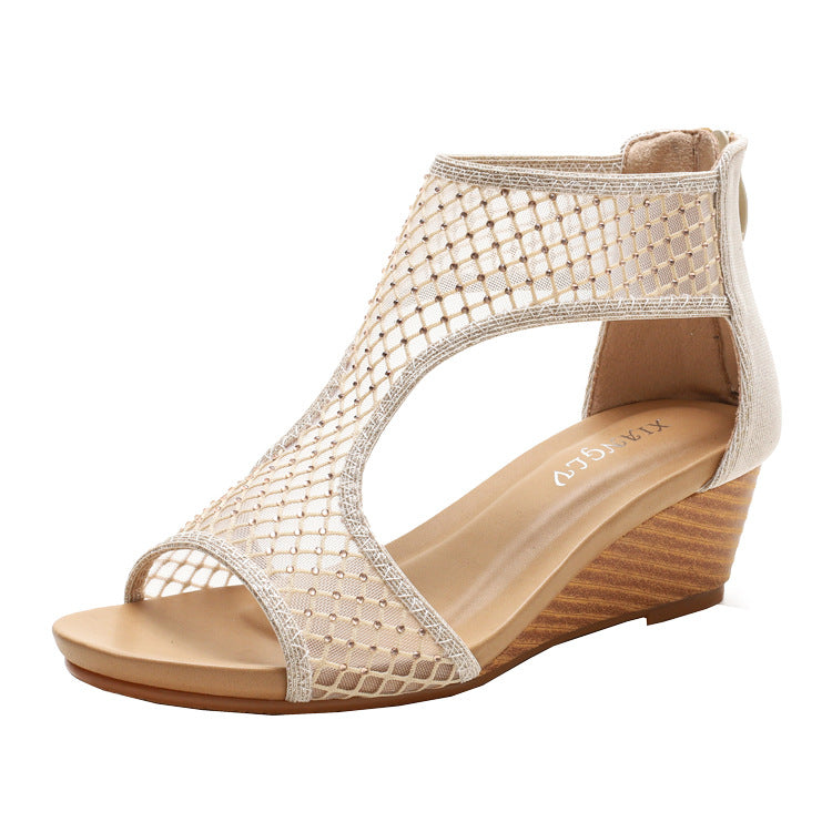 Sandals Women's Shoes Comfort and Casual Women's Mesh Surface Shoes Platform Wedge Large Size Mom Shoes Women's