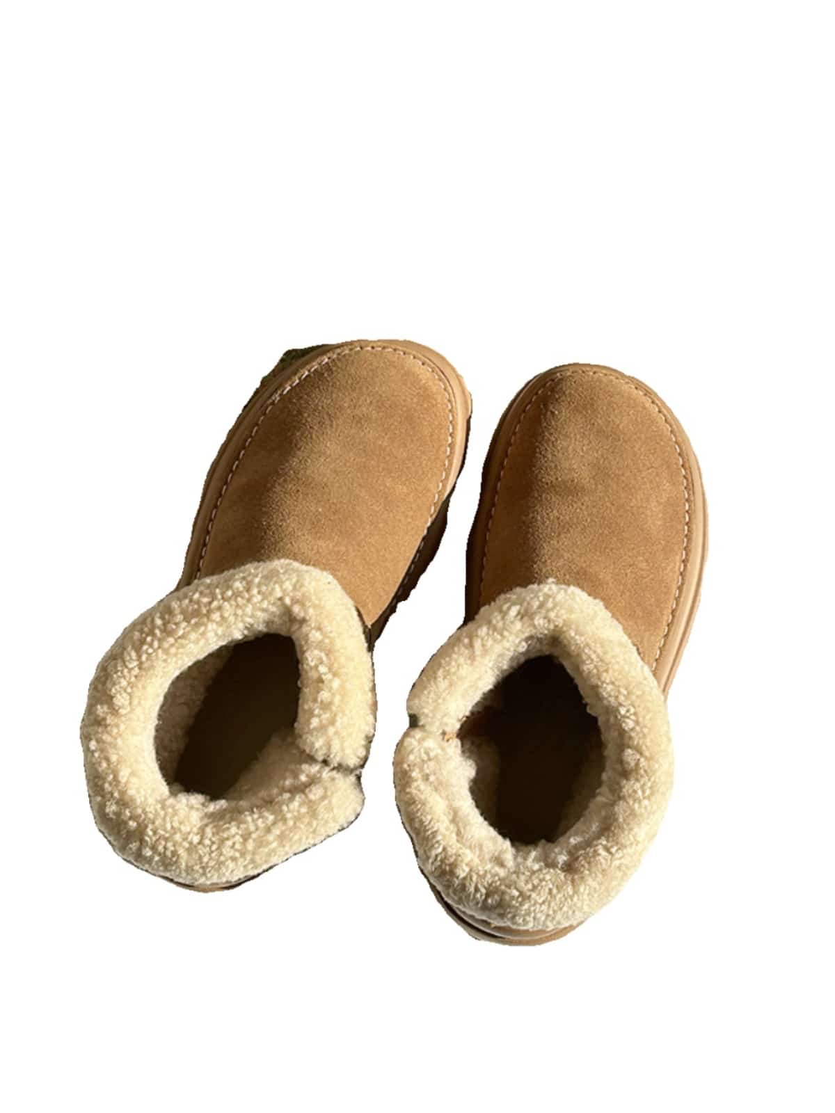Leather imitation lamb wool round head thick-soled short boots winter warm snow boots
