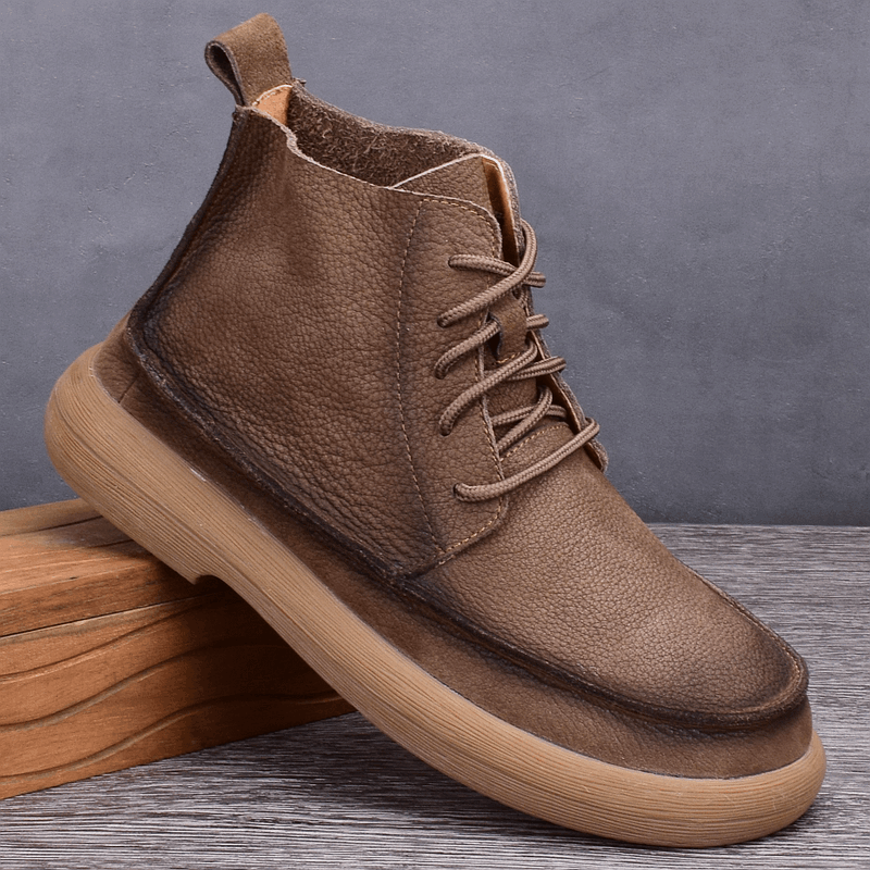 Autumn and winter leather Martin boots men's first layer cowhide breathable soft sole casual leather shoes fashion boots men
