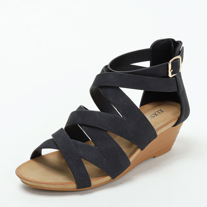 Roman Shoes Sandals Summer Wedge Heel Platform Platform Platform Women's Sandals Casual Simple Sandals