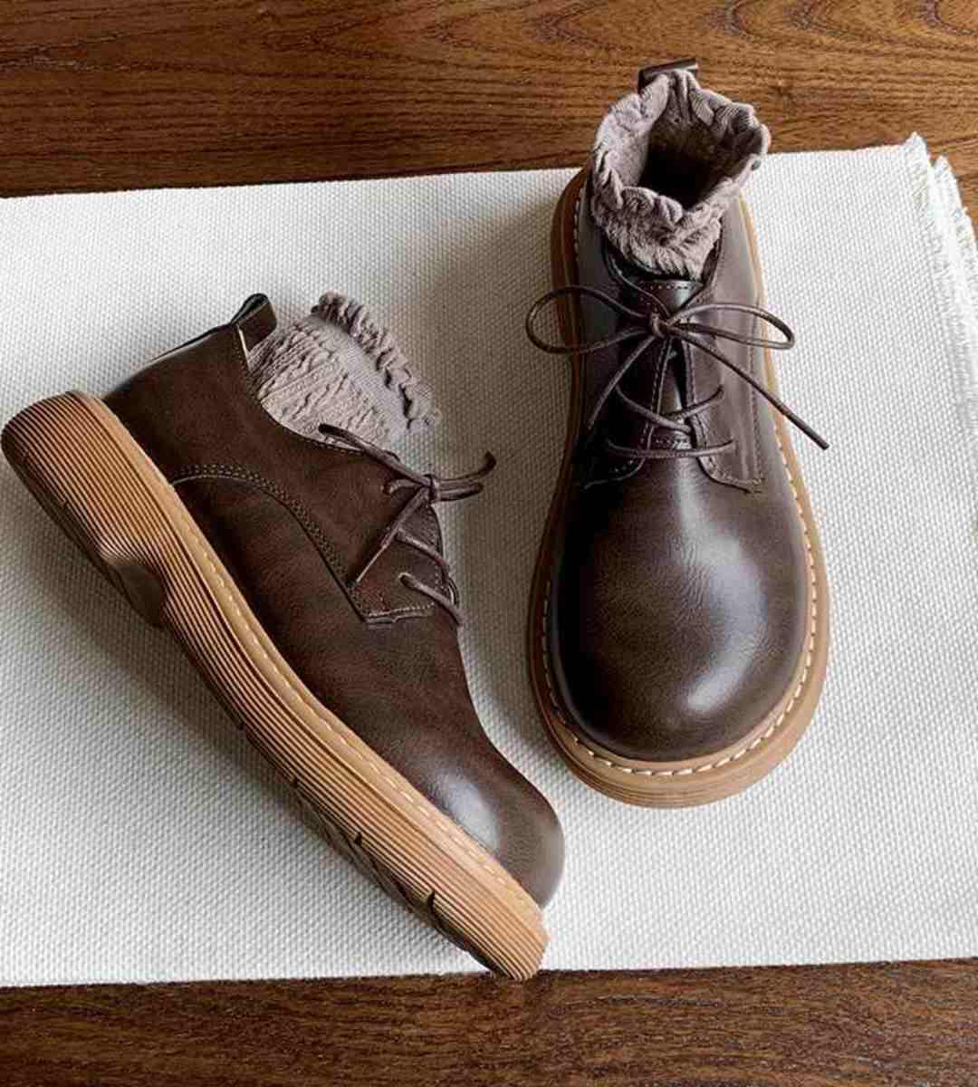 Spring Flat Leather Shoes Retro JK Style for Students