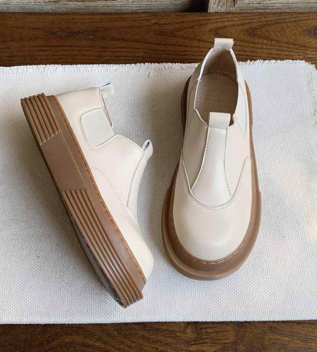 2024 Autumn Women's Thick Sole Leather Shoes British Style