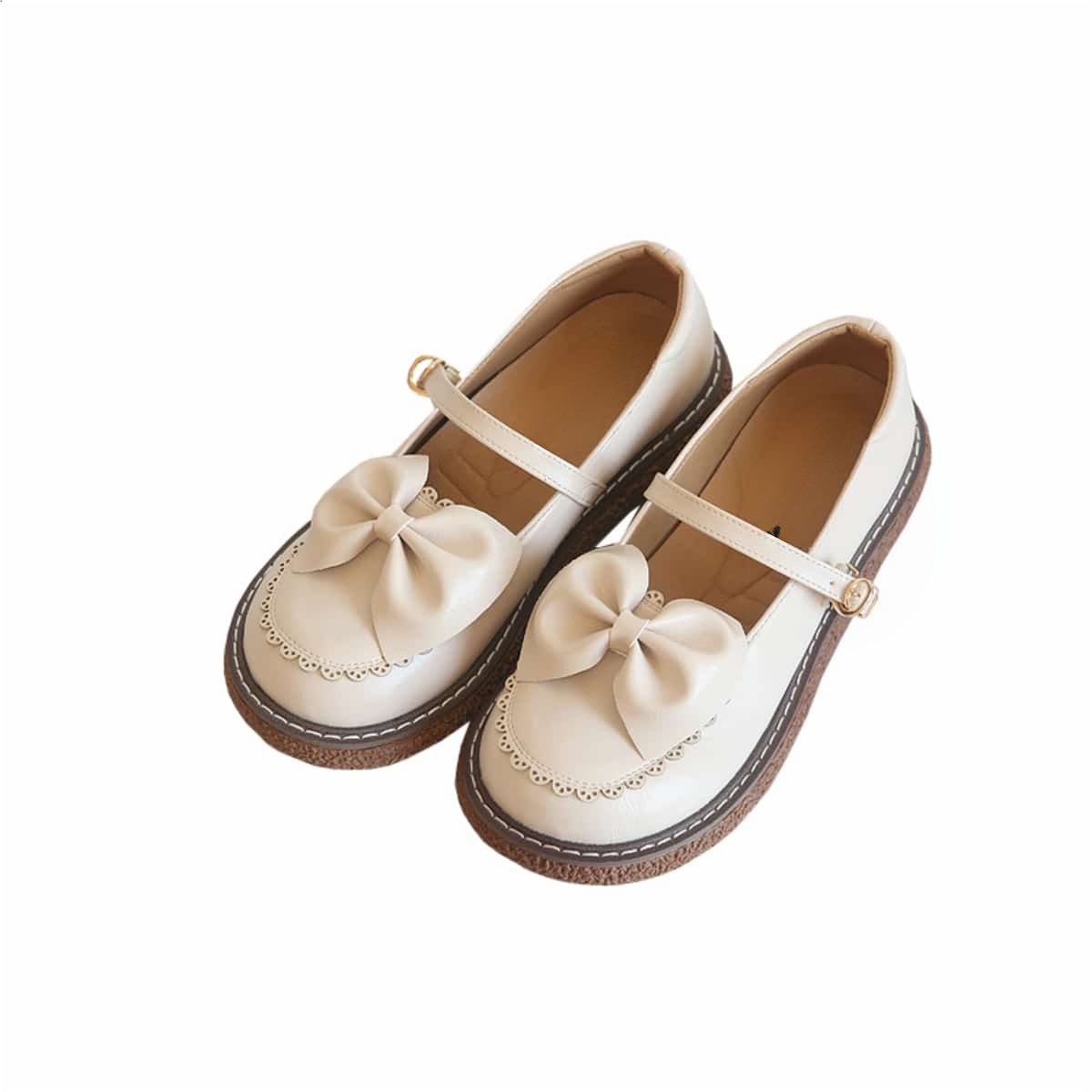 Round head platform big head shoes bow word belt versatile Mary Jane shoes sandals women