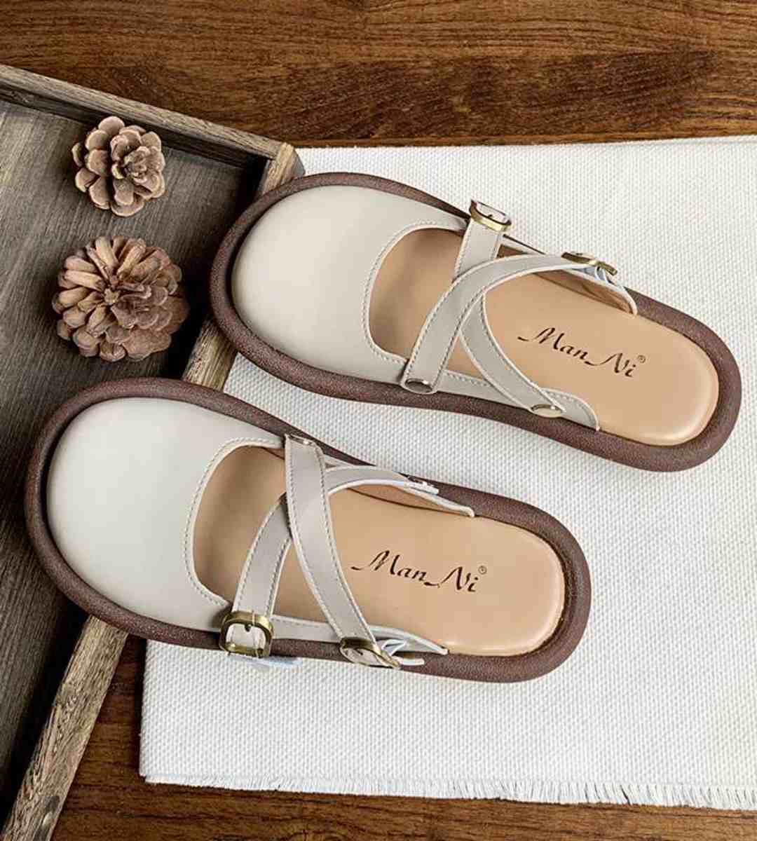 Summer Slide Sandals Genuine Leather Casual Mule Shoes
