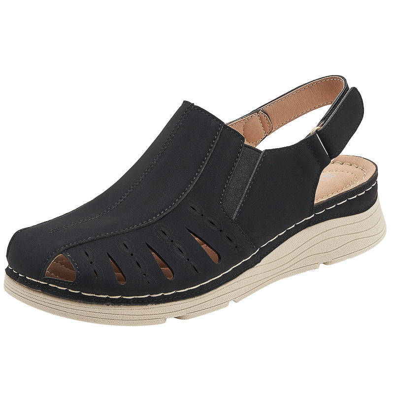 Autumn Sandals Women's Wedge Stitching Light Closed Toe Hollow Large Size Sandals