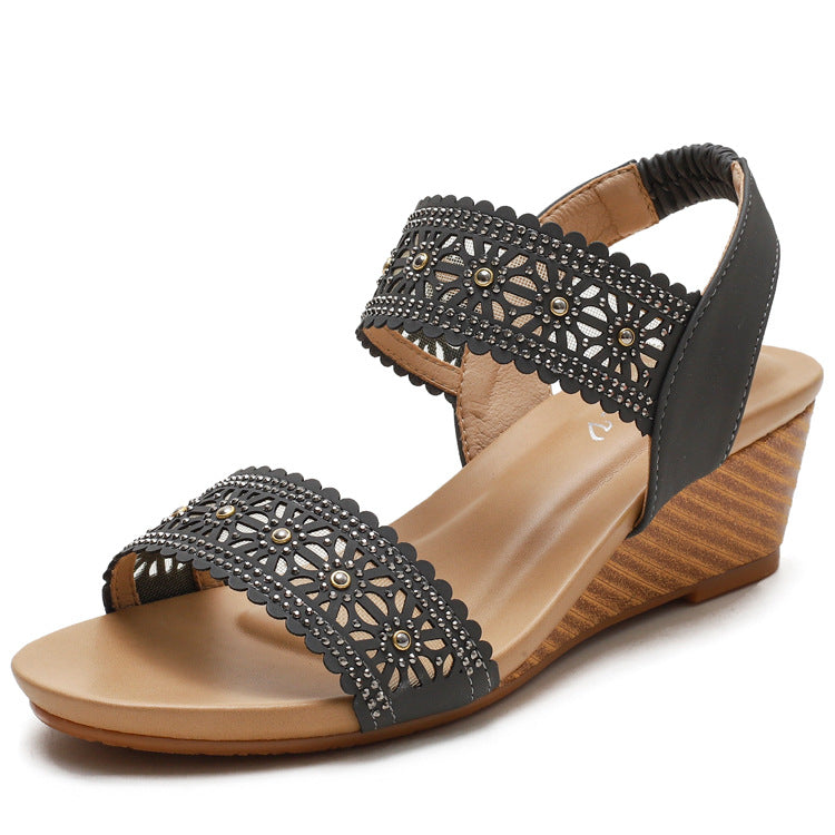 Women's Sandals with Flat Shoes Summer plus Size Soft Bottom Fashion Wedge Roman Shoes