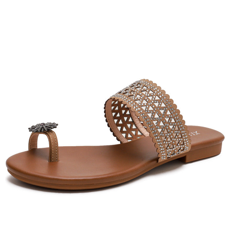 Bohemian Seaside Roman Sandals Female Online Influencer Buckle Flat Shoes plus Size