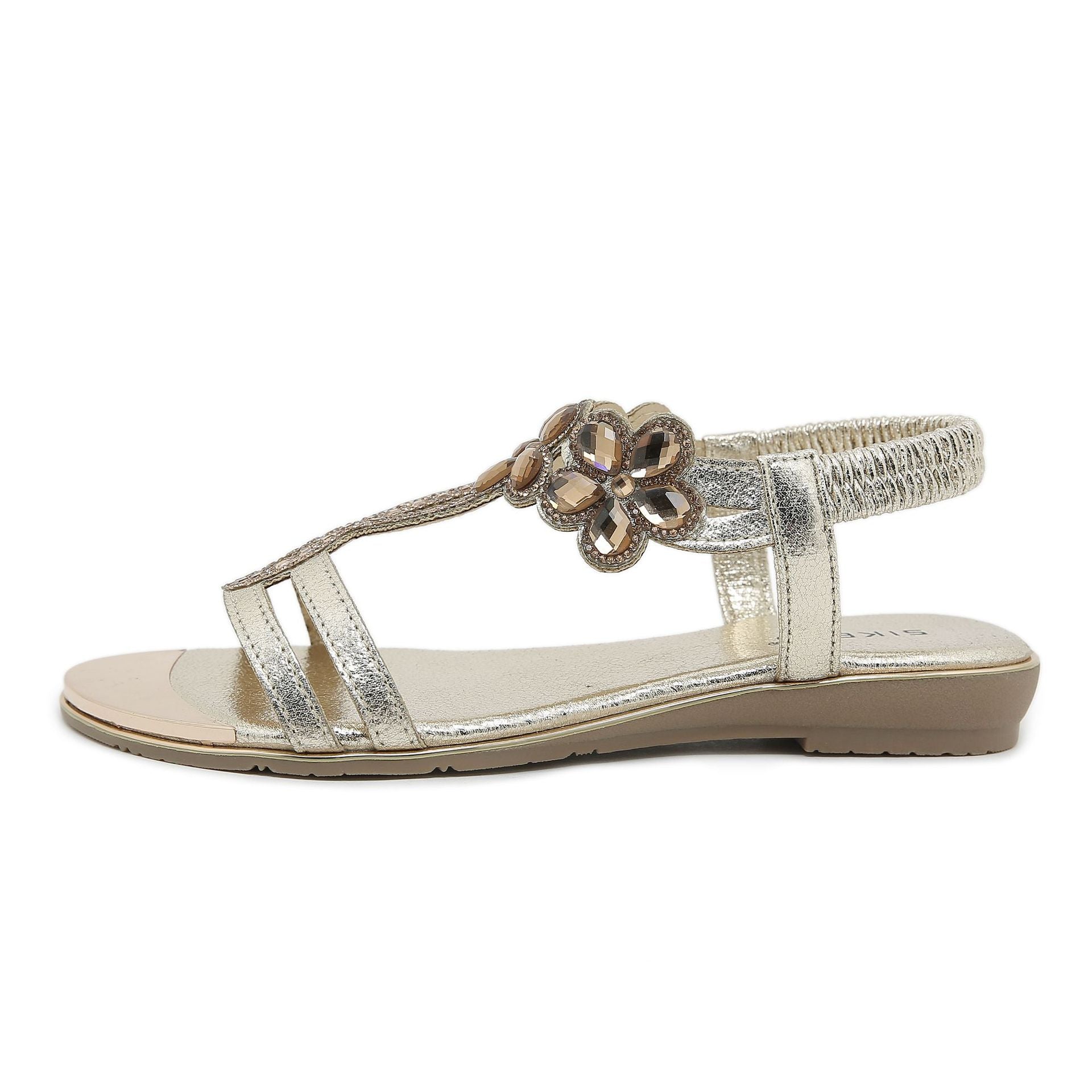 BY2006-6 Rhinestone Sandals Women's Comfortable Versatile Shoes | Flat Sandals