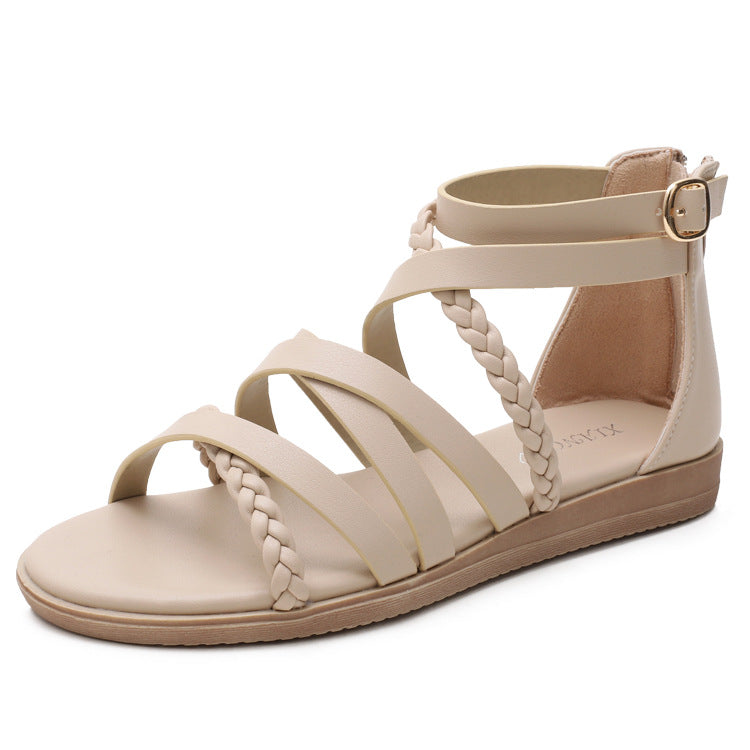 Bohemian Sandals Women's Summer plus Size Women's Shoes 41-43 Woven Roman Sandals Women