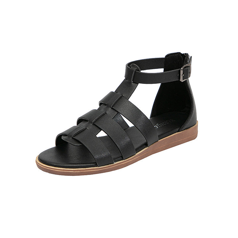 Simple Casual Roman Sandals Open Toe Heel Flat Sandals for Women