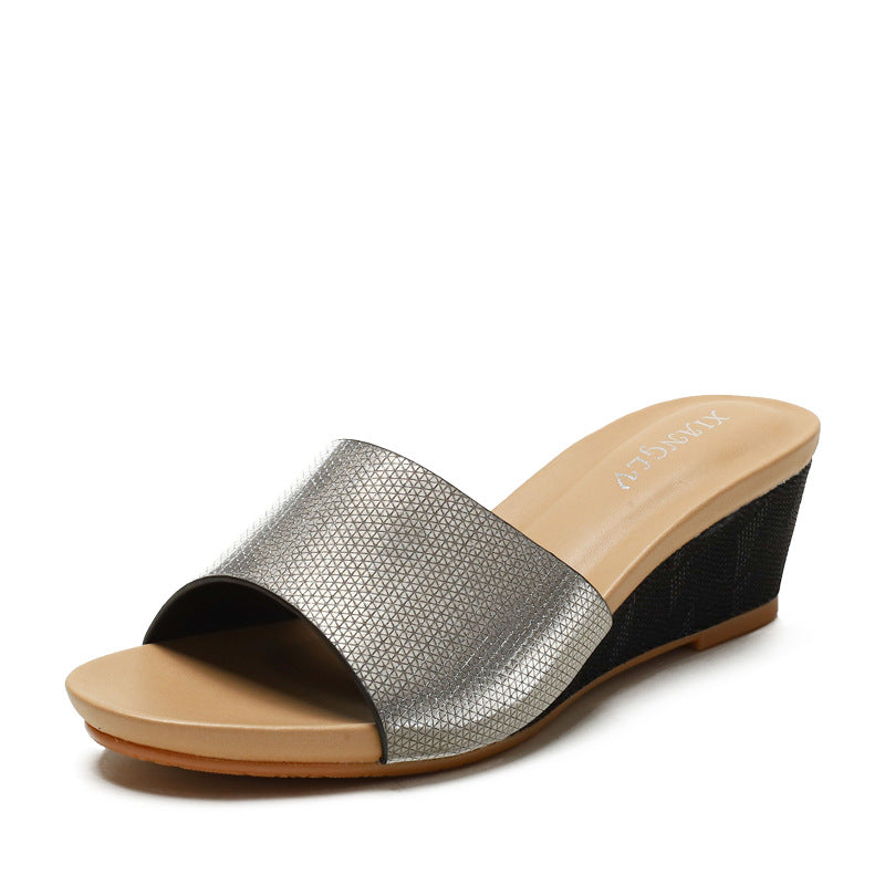 Sandals Fashion Open Toe Thick Bottom Small Wedge Outdoor Simple Comfortable Slippers for Women