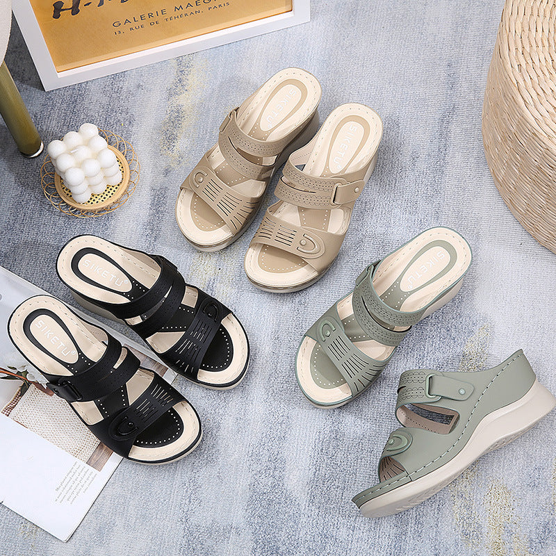 JS6331-1 Spring and Summer Fashion Casual Wedge Beach Outdoor Slippers Women's Shoes
